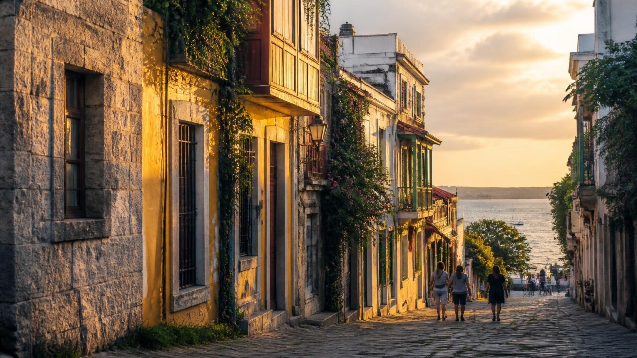 Rua histórica com fachadas típicas que refletem a arquitetura regional